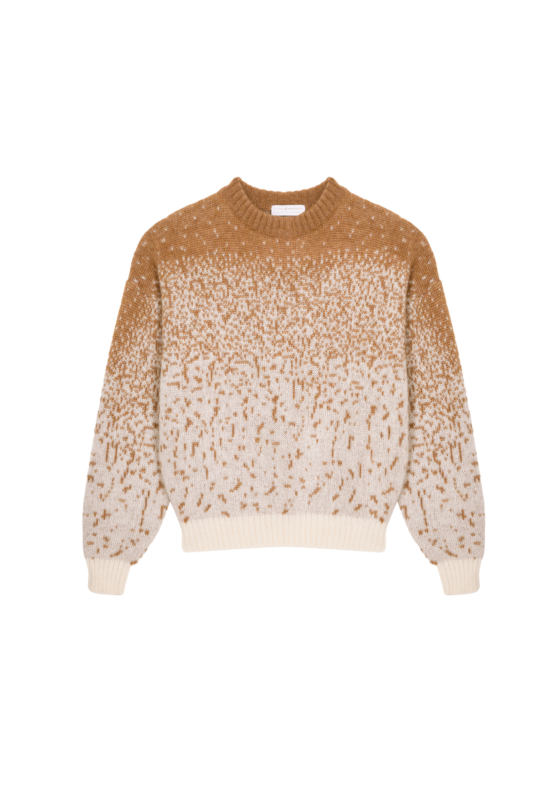 Pull col rond bicolore en mohair - Figaro 7944 ecru/camel - 88 Camel