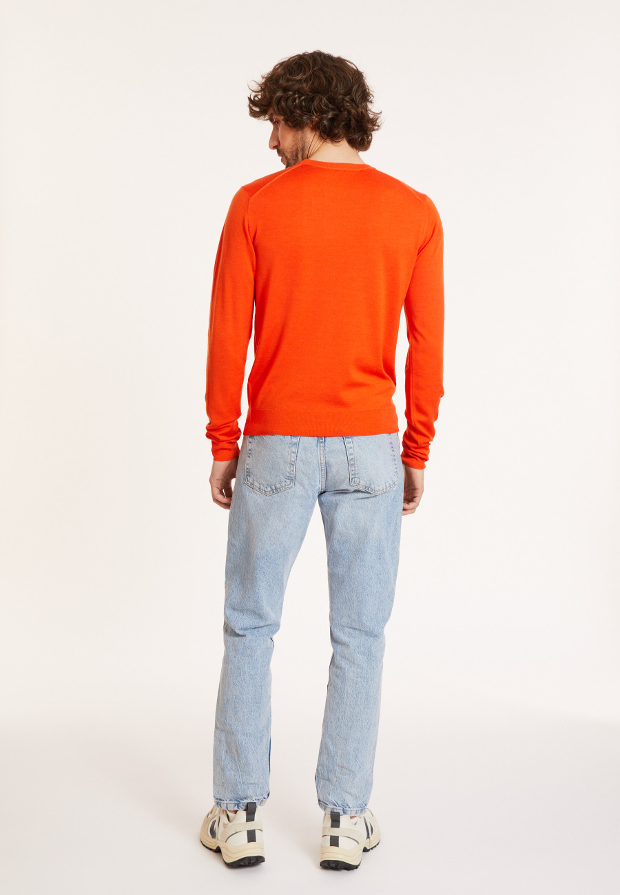 Crew neck sweater with logo in merino wool - Eddie