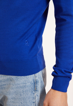 V-neck sweater with logo in merino wool - Elmo