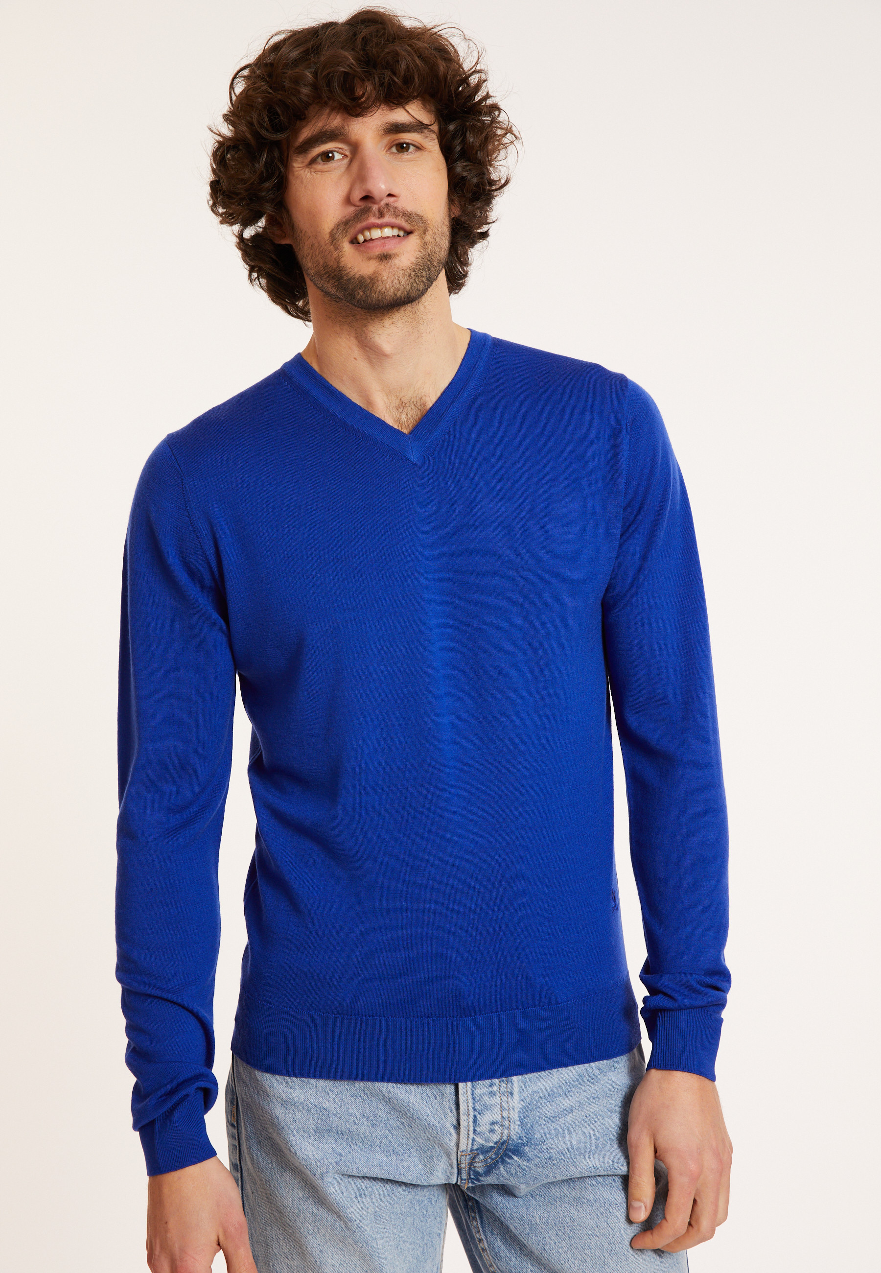 V-neck sweater with logo in merino wool - Elmo