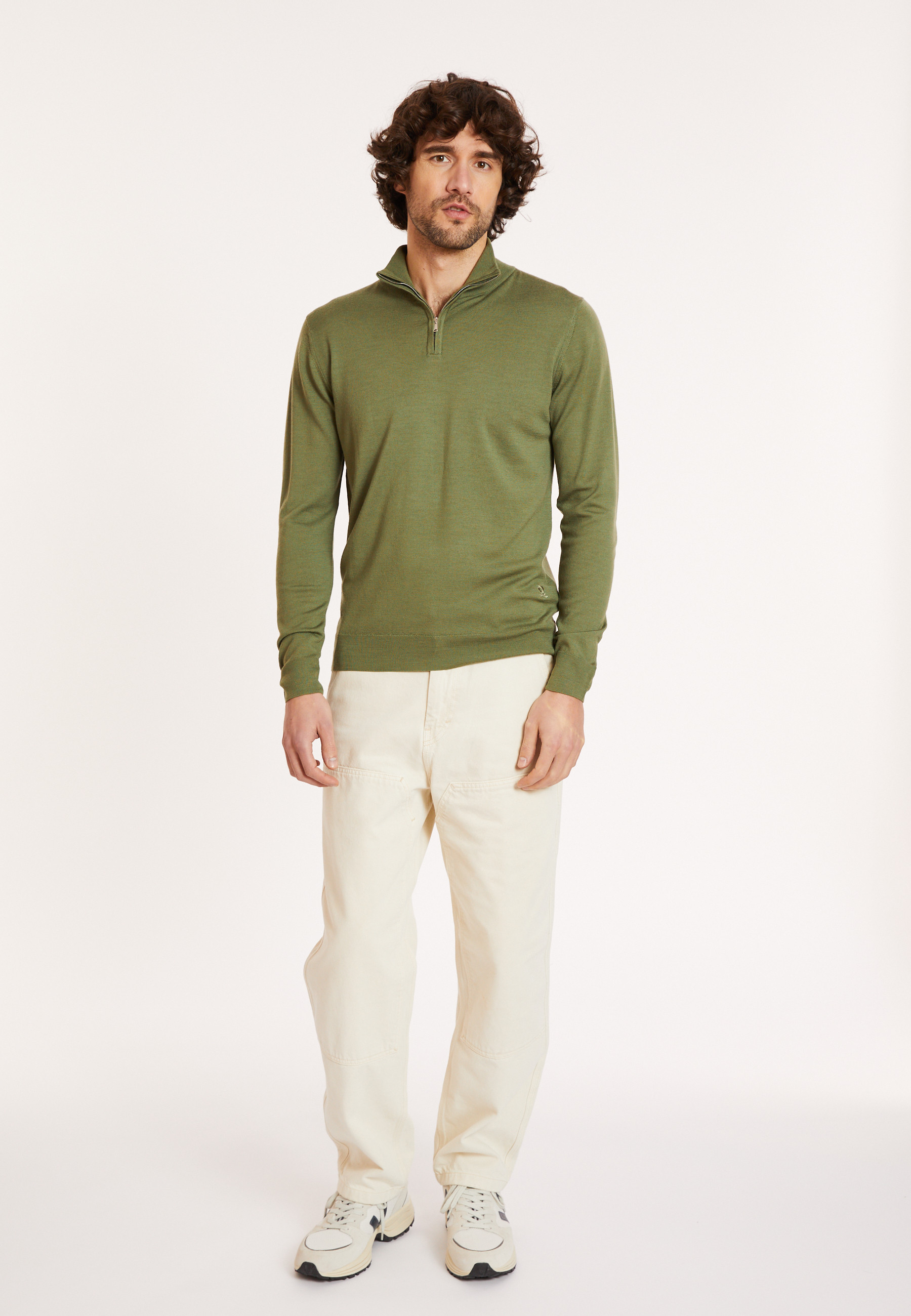 Trucker neck sweater with logo in merino wool - Ryan