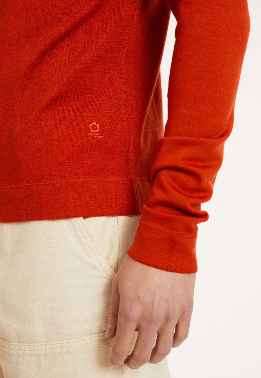 Round-neck merino wool sweater with rolled finishes - Rythme