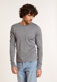 Round-neck merino wool sweater with rolled finishes - Rythme