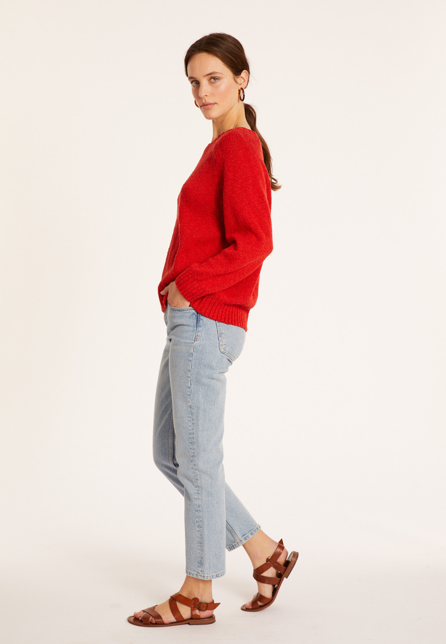 Round neck cotton and linen sweater - Mick