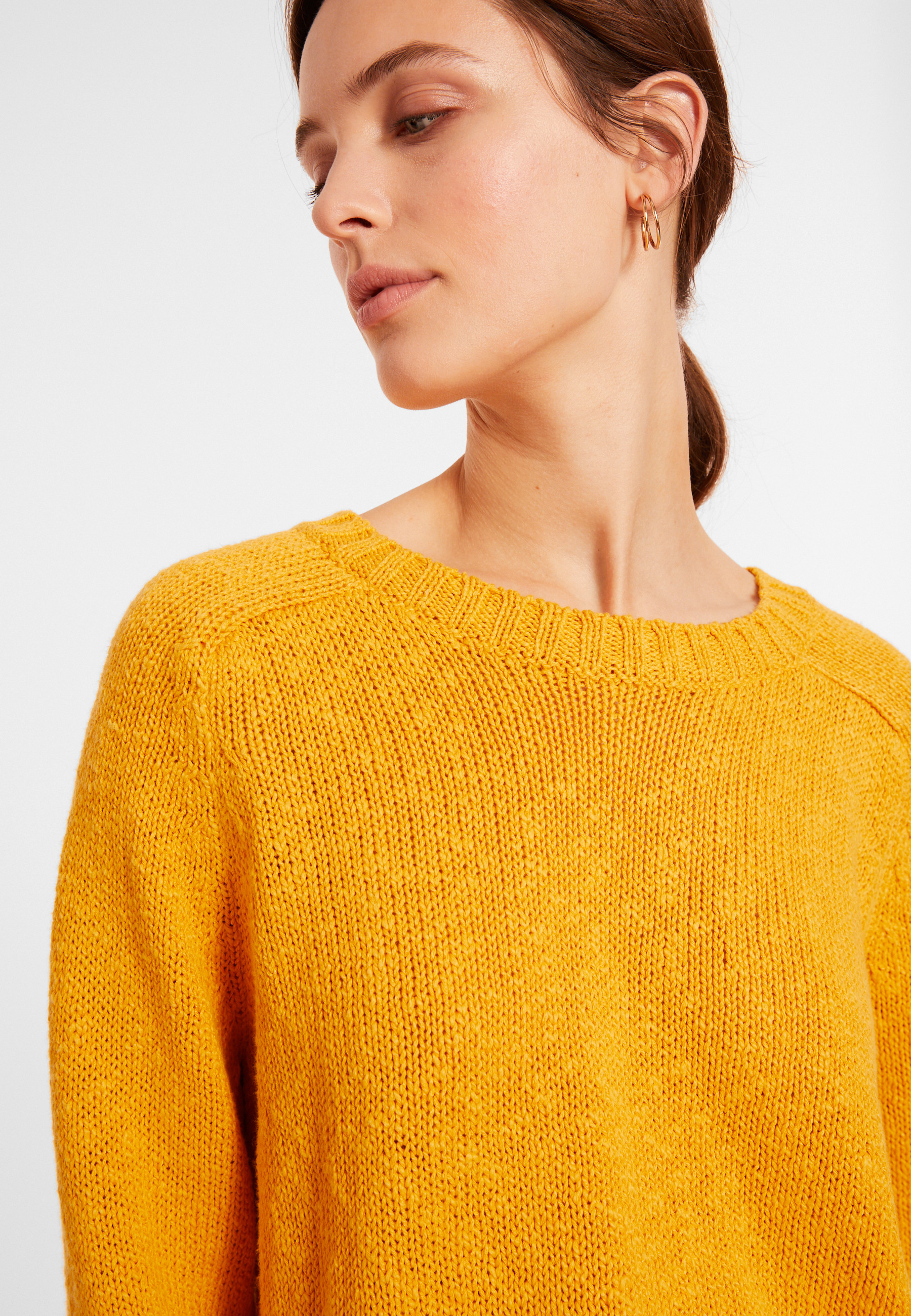Pull emmanchures marteau en coton et lin - Mick 8060 ambre - 08 Jaune