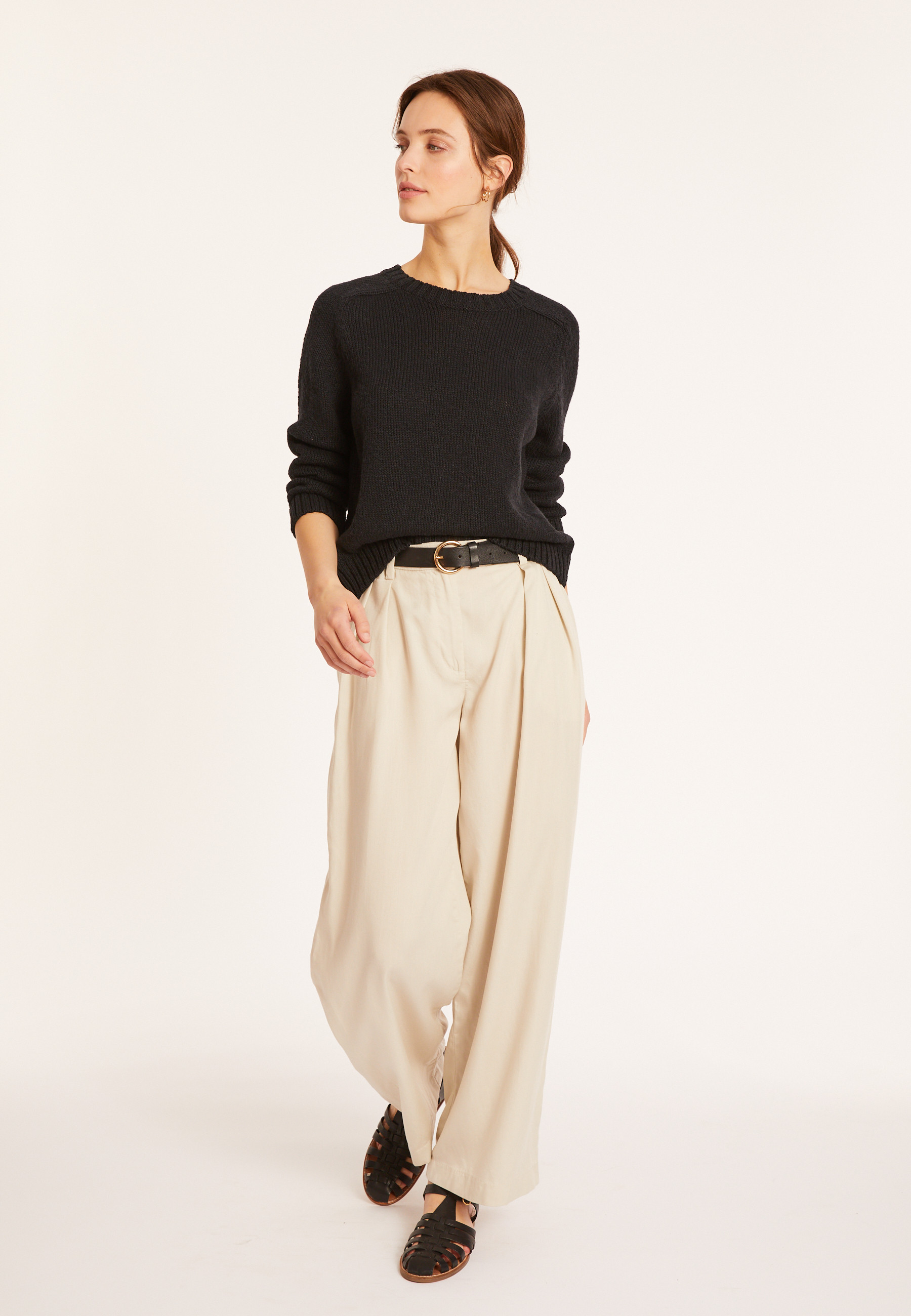 Pull emmanchures marteau en coton et lin - Mick 8040 marine - 05 Bleu marine