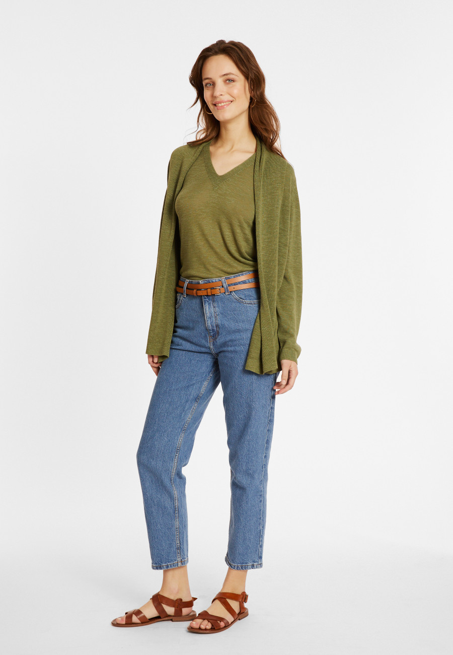 Flamed linen shawl collar cardigan - Maelle