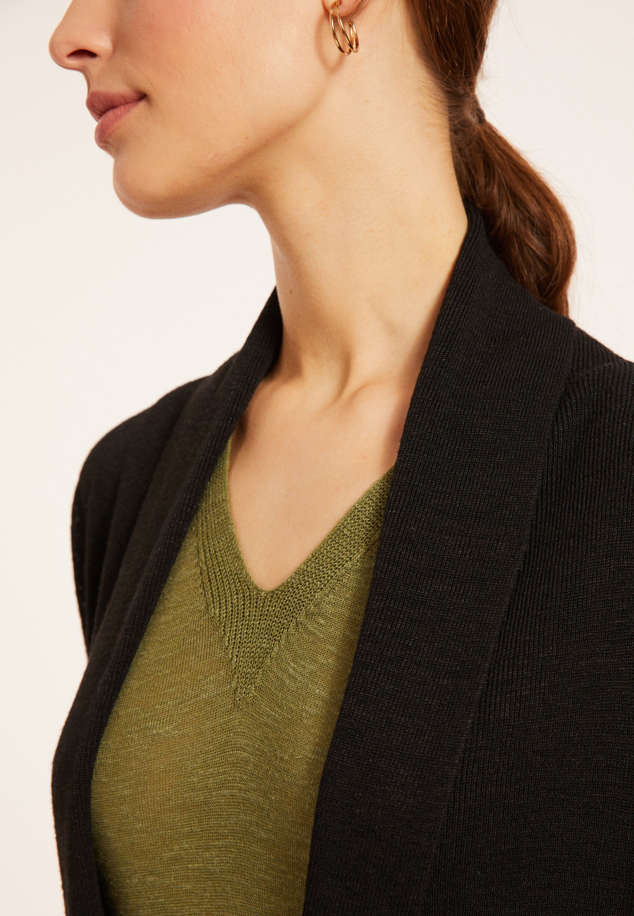 Flamed linen shawl collar cardigan - Maelle