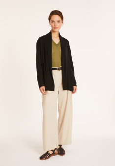 Flamed linen shawl collar cardigan - Maelle