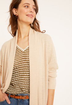 Flamed linen shawl collar cardigan - Maelle