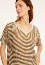 T-shirt ajouré en lin col V - Marguerite 8113 - 83 Kaki