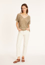 Openwork linen V-neck T-shirt - Marguerite