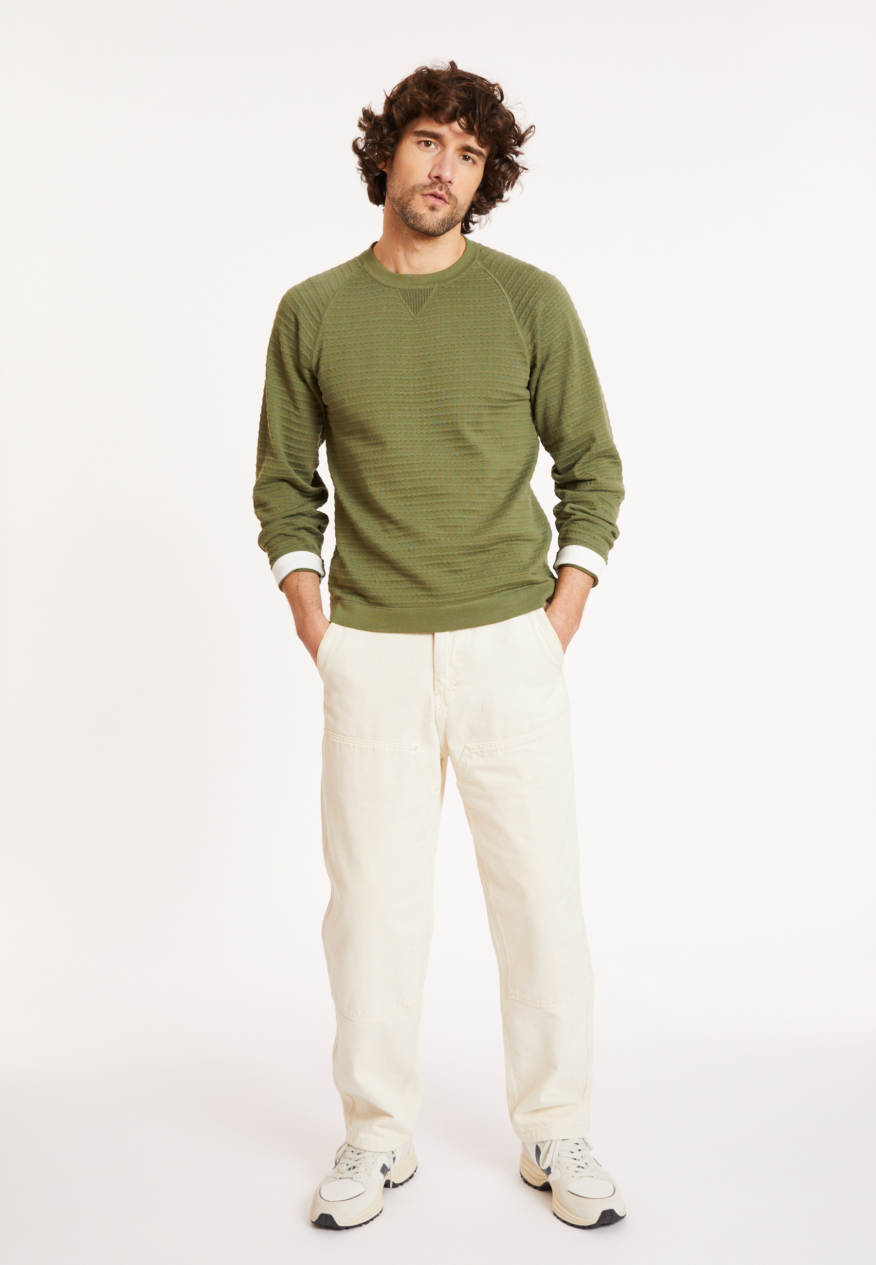 Pull en coton manches raglan - Dwight 8164 cactus - 83 Kaki