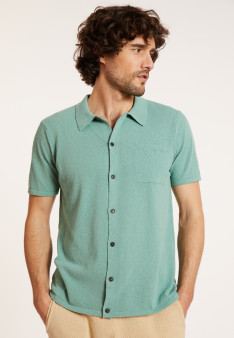 Chemise manches courtes en coton brossé - Dominique 8052 jade - 94 Vert amande