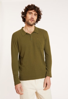 Brushed Cotton Long Sleeve Polo - Donovan