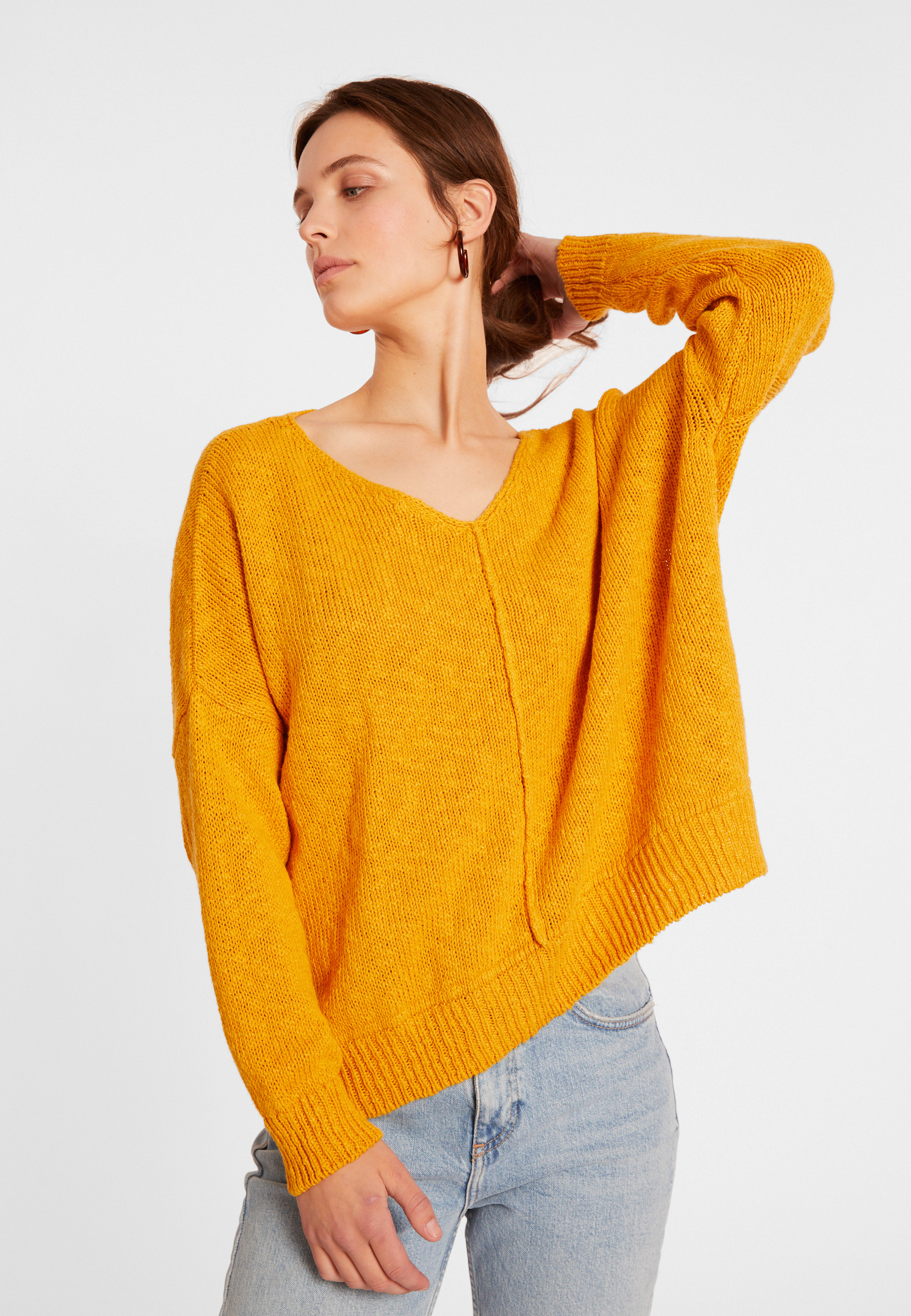Pull ample coton et lin - Thalie 8060 ambre - 08 Jaune