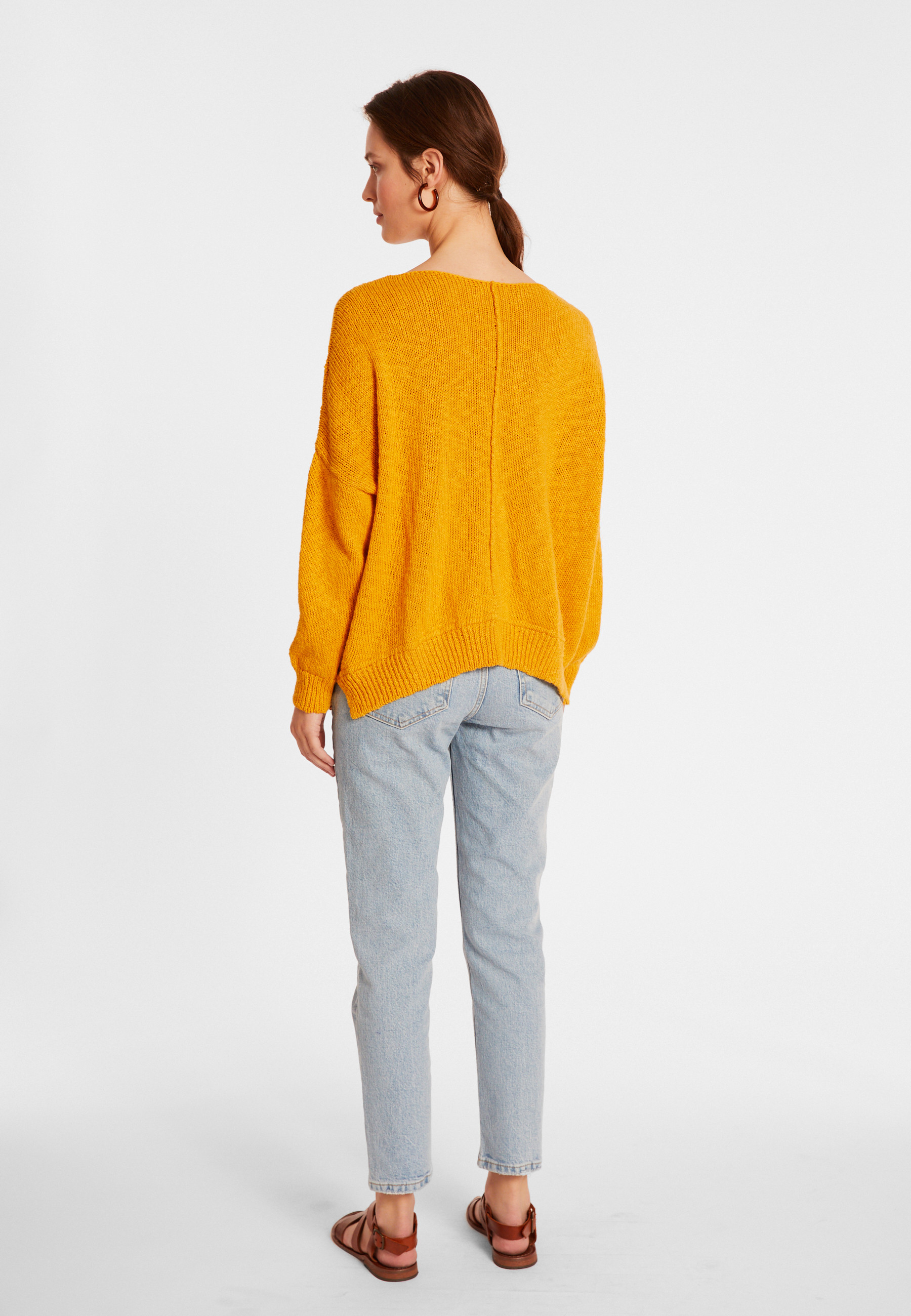 Pull ample coton et lin - Thalie 8060 ambre - 08 Jaune