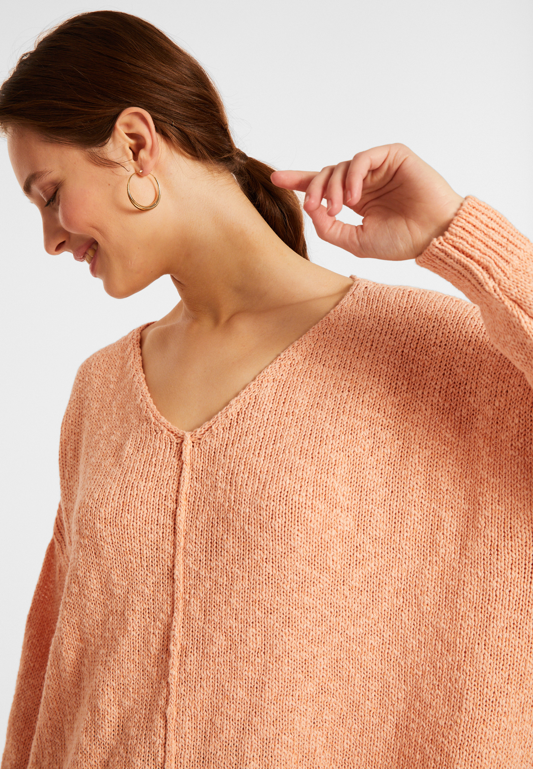 Pull ample coton et lin - Thalie 8072 corail - 24 Rose clair