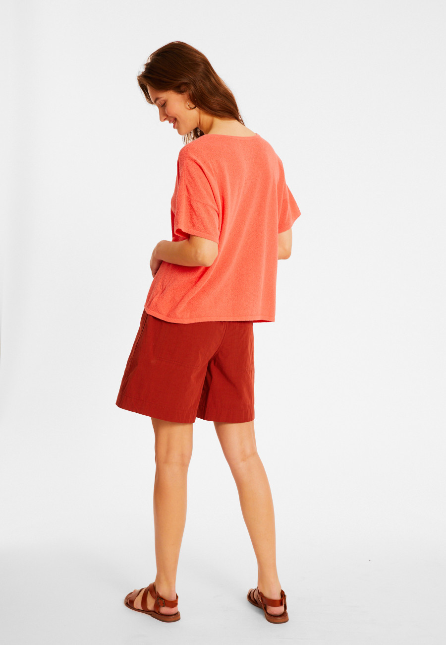 Loose V-neck brushed cotton T-shirt - Maden