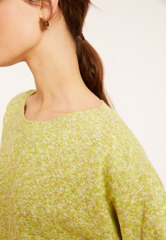 Mottled cotton sweater with boat neck - Mello