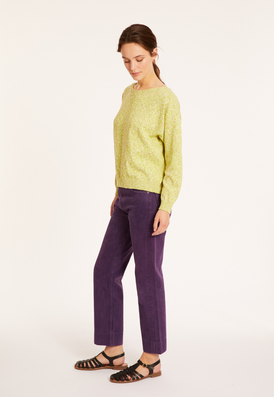 Mottled cotton sweater with boat neck - Mello
