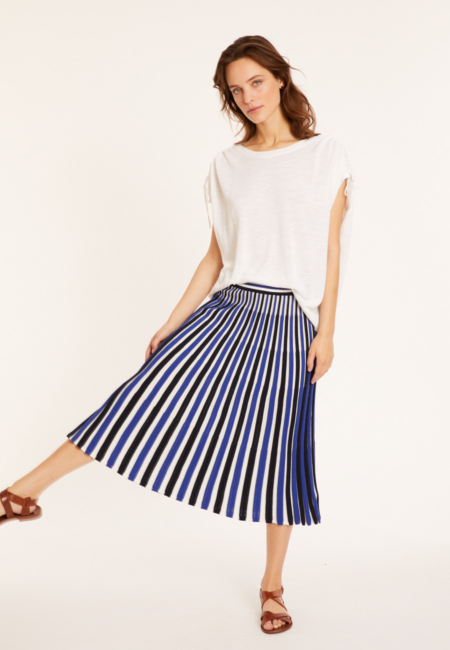 Three-colored pleated skirt in cotton - Merveille