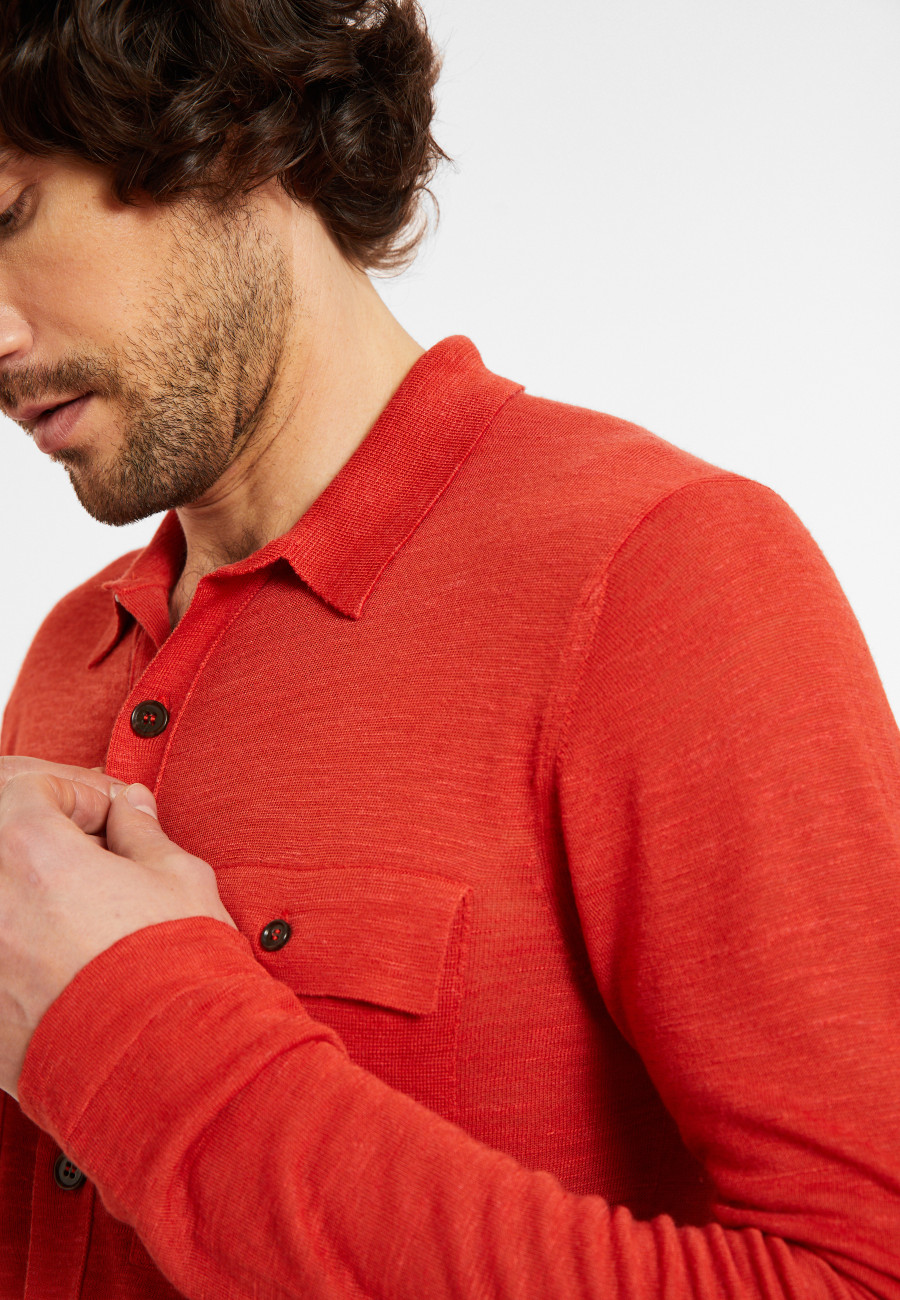 Flamed linen button-down shirt - Randy