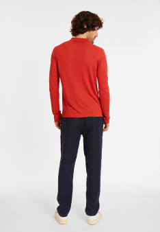 Chemise boutonnée en lin flammé - Randy 8081 epice - 20 Rouge foncé