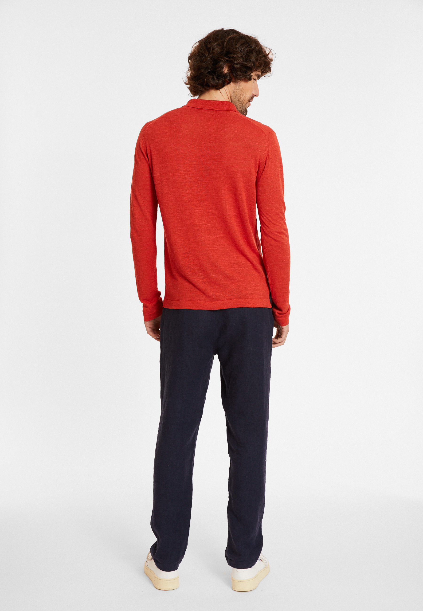 Chemise boutonnée en lin flammé - Randy 8081 epice - 20 Rouge foncé