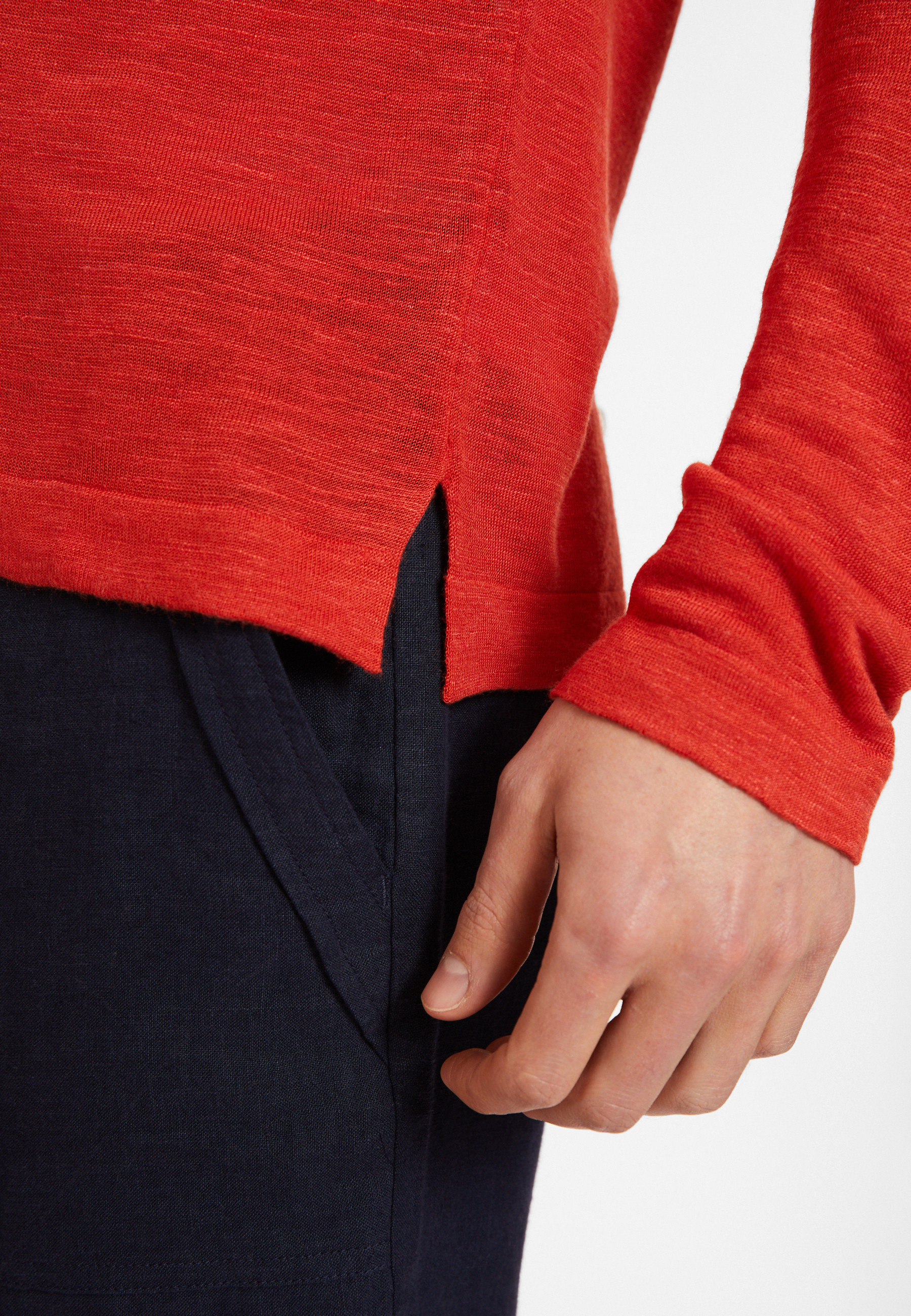 Chemise boutonnée en lin flammé - Randy 8081 epice - 20 Rouge foncé