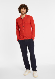 Flamed linen button-down shirt - Randy