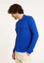 Chemise boutonnée en lin flammé - Randy 8041 majorelle - 48 Bleu roi