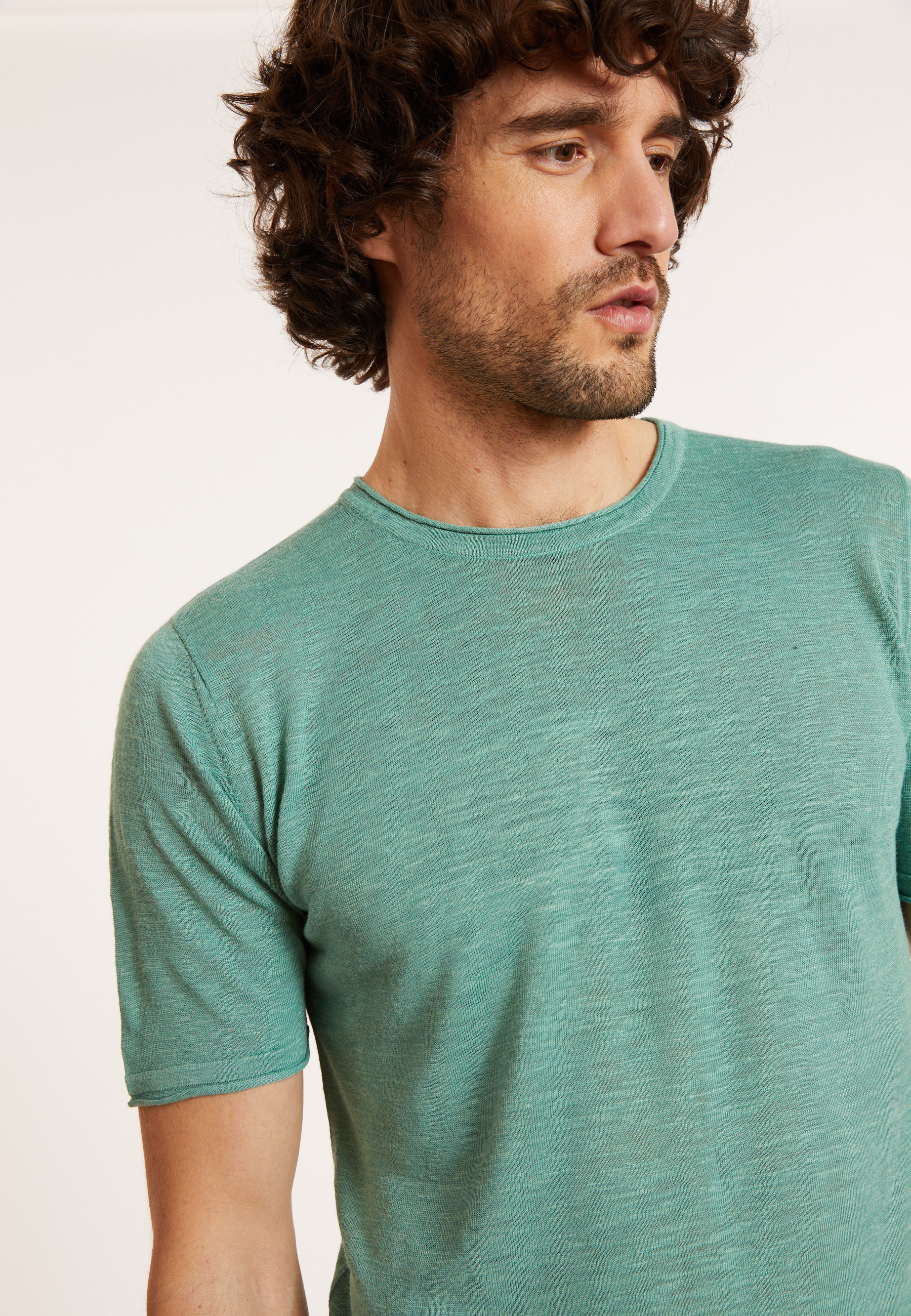 Slub linen round neck T-shirt - Renaud