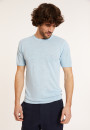 T-shirt col rond en lin flammé - Renaud 8043 celeste - 04 Bleu clair