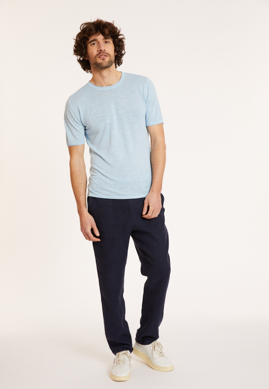 Slub linen round neck T-shirt - Renaud