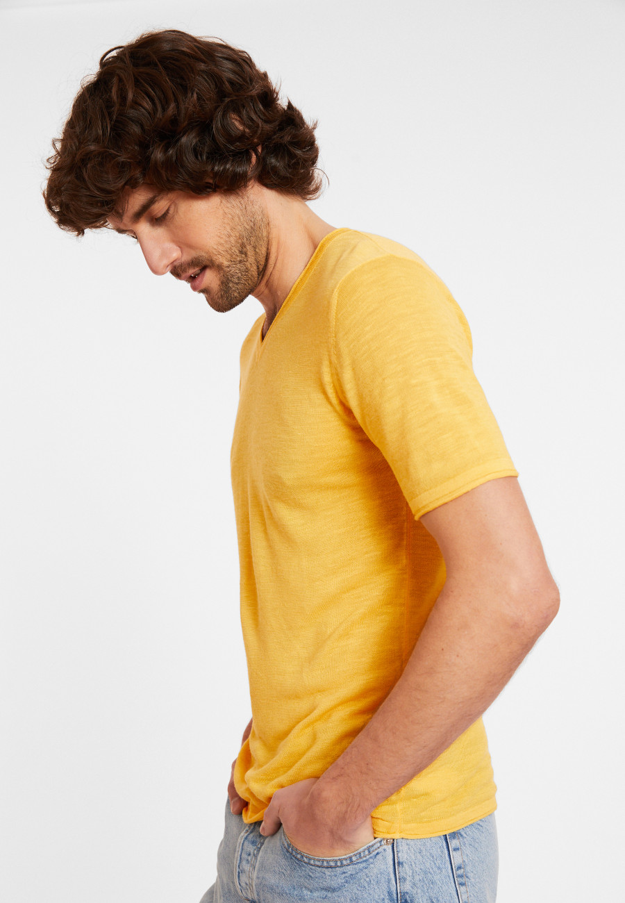 Slub linen V-neck T-shirt - Reuben