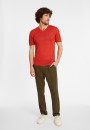 T-shirt col V en lin flammé - Reuben 8081 epice - 20 Rouge foncé