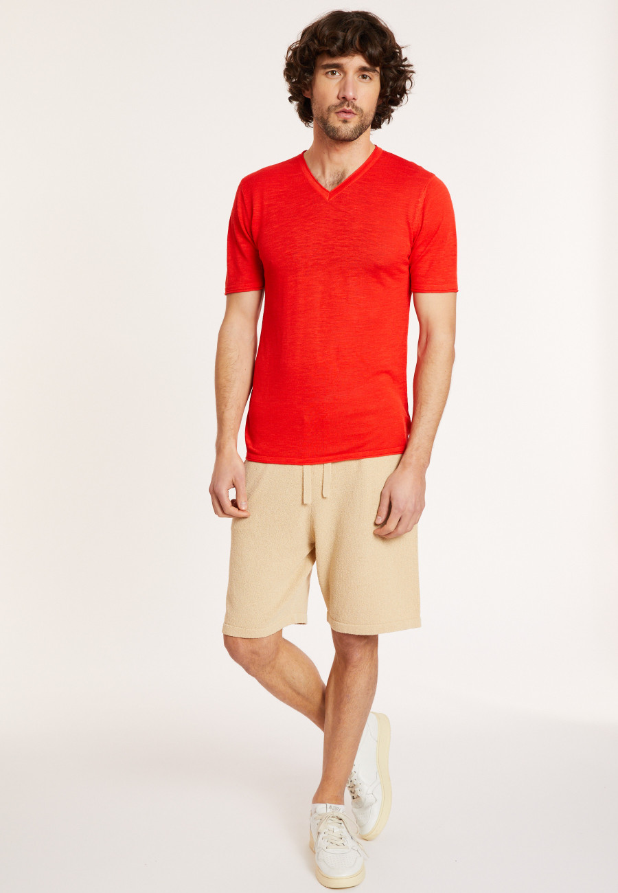 Camiseta de linho com decote em V - Reuben