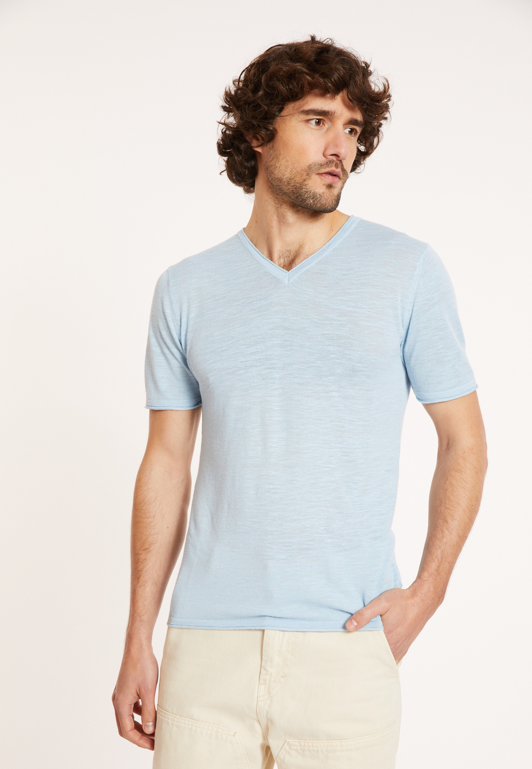 Slub linen V-neck T-shirt - Reuben