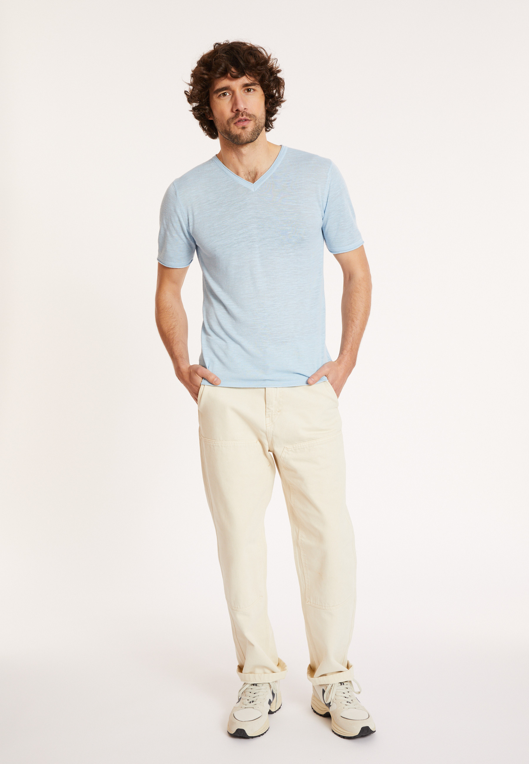 Slub linen V-neck T-shirt - Reuben