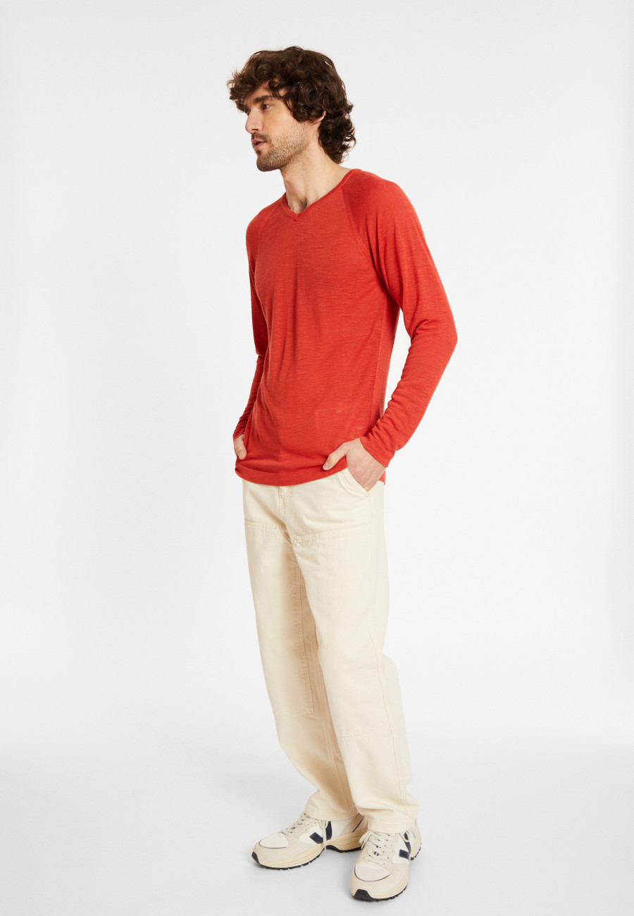 Slub linen t-shirt with raglan sleeves - Damon