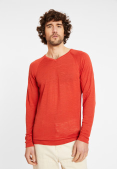 T-shirt en lin flammé manches raglan - Damon 8081 epice - 20 Rouge foncé