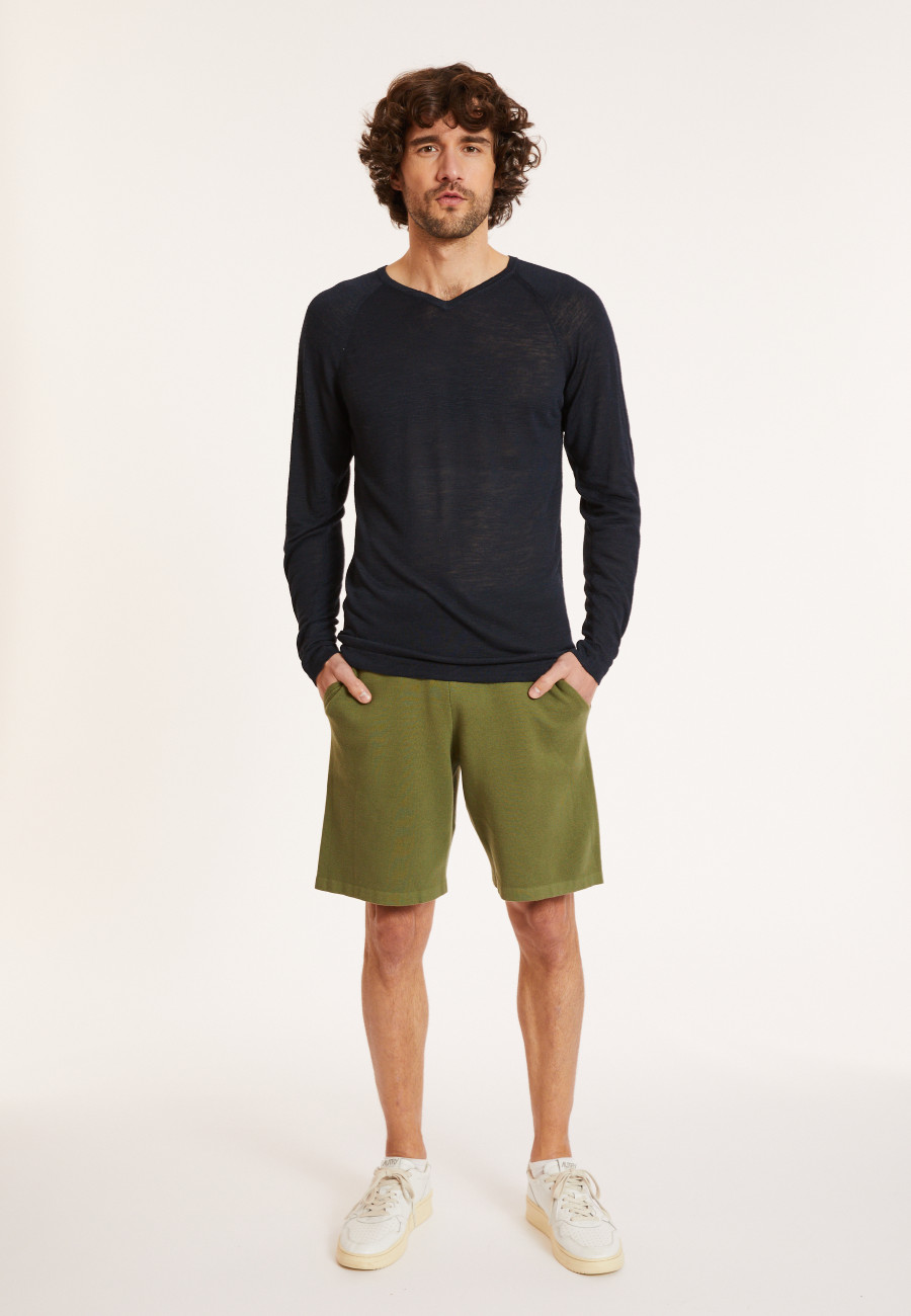 Slub linen t-shirt with raglan sleeves - Damon