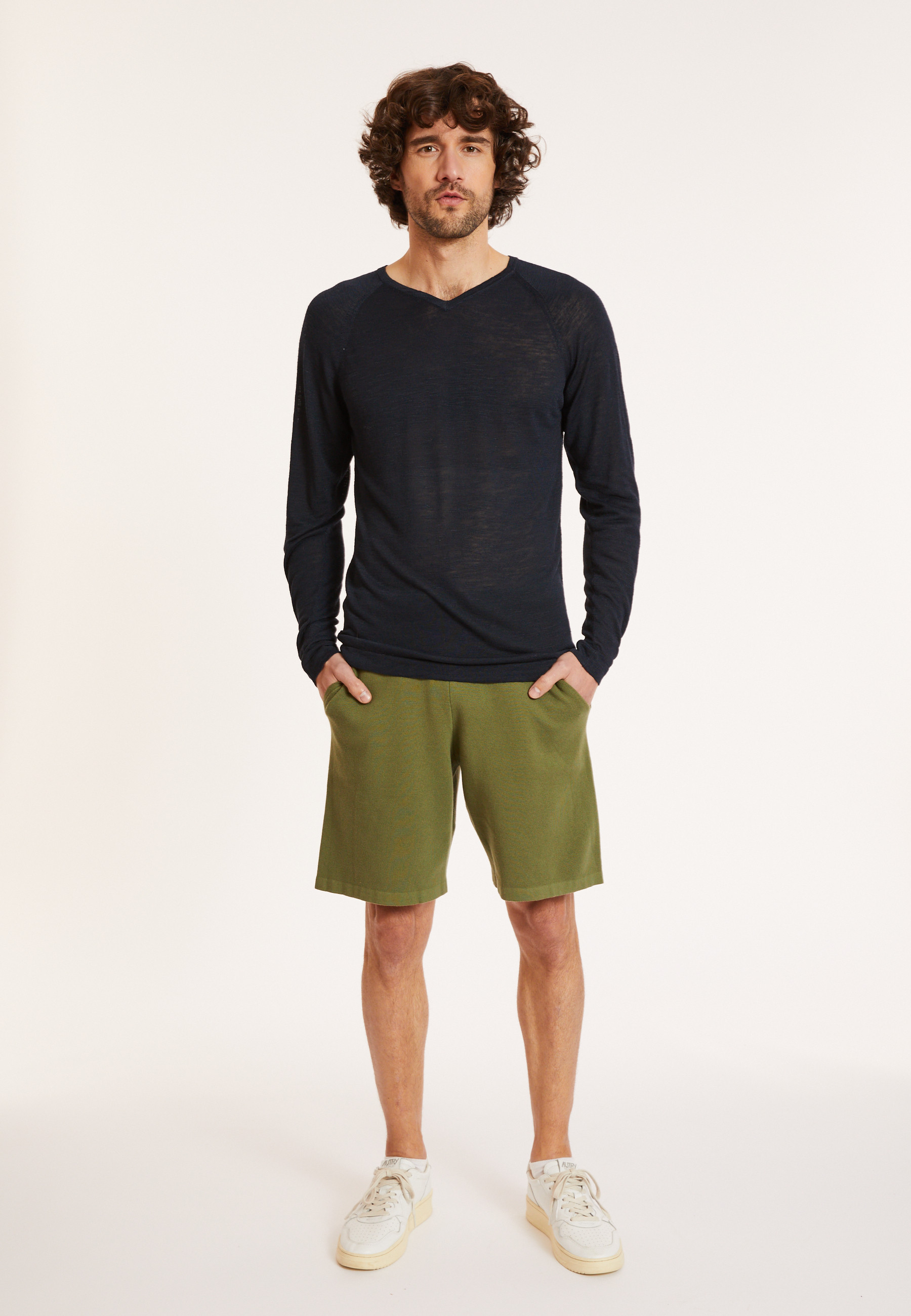 T-shirt en lin flammé manches raglan - Damon 8040 marine - 05 Bleu marine