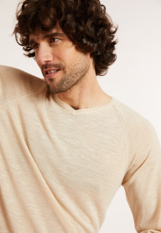 T-shirt en lin flammé manches raglan - Damon 8020 ficelle - 12 Beige clair