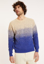 Pull bicolore en coton brossé - Doryan 8147 - 03 Bleu foncé