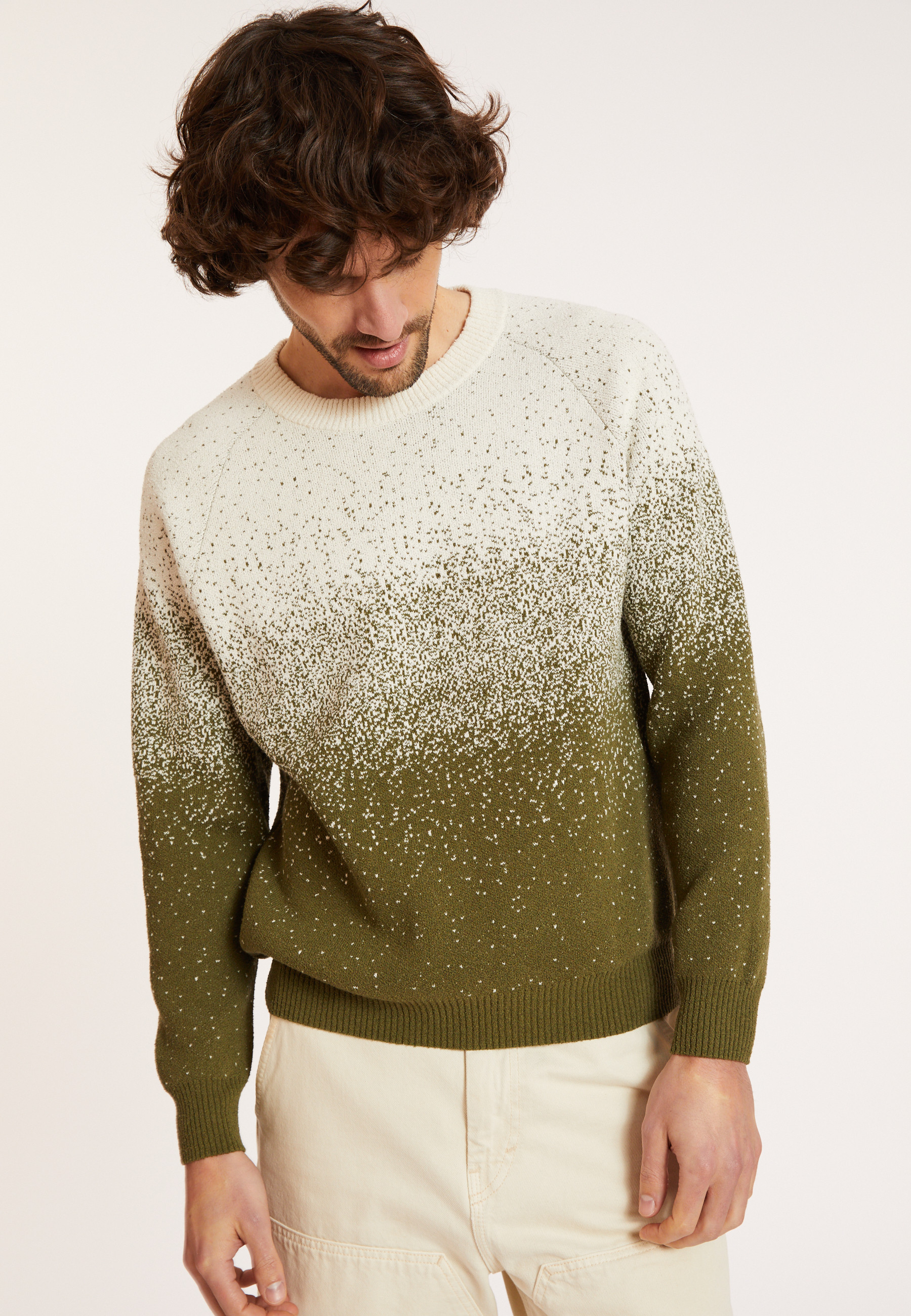 Two-tone brushed cotton sweater - Doryan