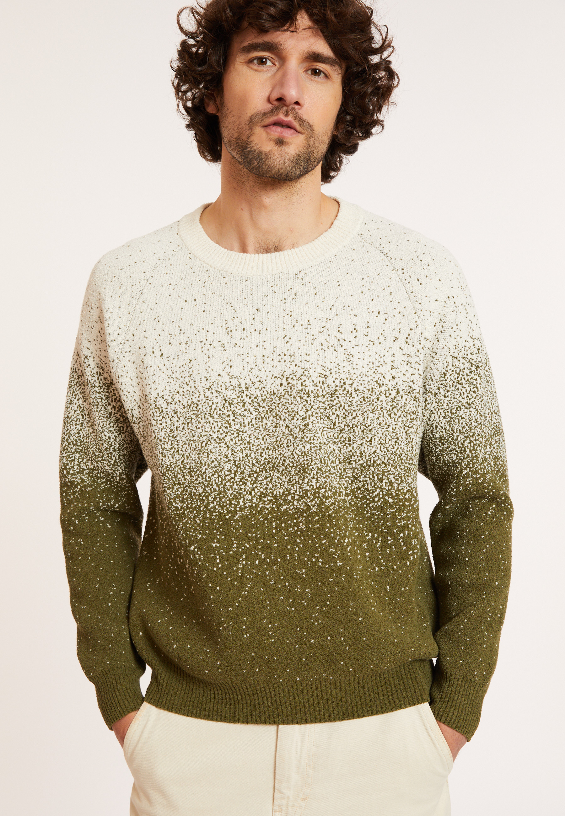 Two-tone brushed cotton sweater - Doryan