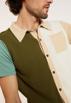 Chemise manches courtes en coton brossé - Donald 8143 - 83 Kaki