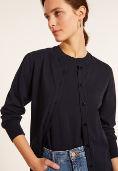 Cotton round neck cardigan - Manel